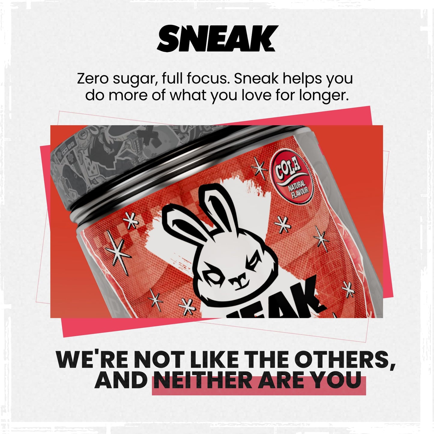 SNEAK  Cola  Zero Sugar LowCalorie Energy Drink for Sustained Concentration  Focus  40 Servings
