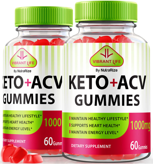 (2 Pack) Vibrant Life Keto ACV Gummies, Official VibrantLife Keto+ACV Gummies, Premium Apple Cider Vinegar, All Natural Keto Plus ACV Formula, ACV Keto Gomitas Review (120 Gummies)