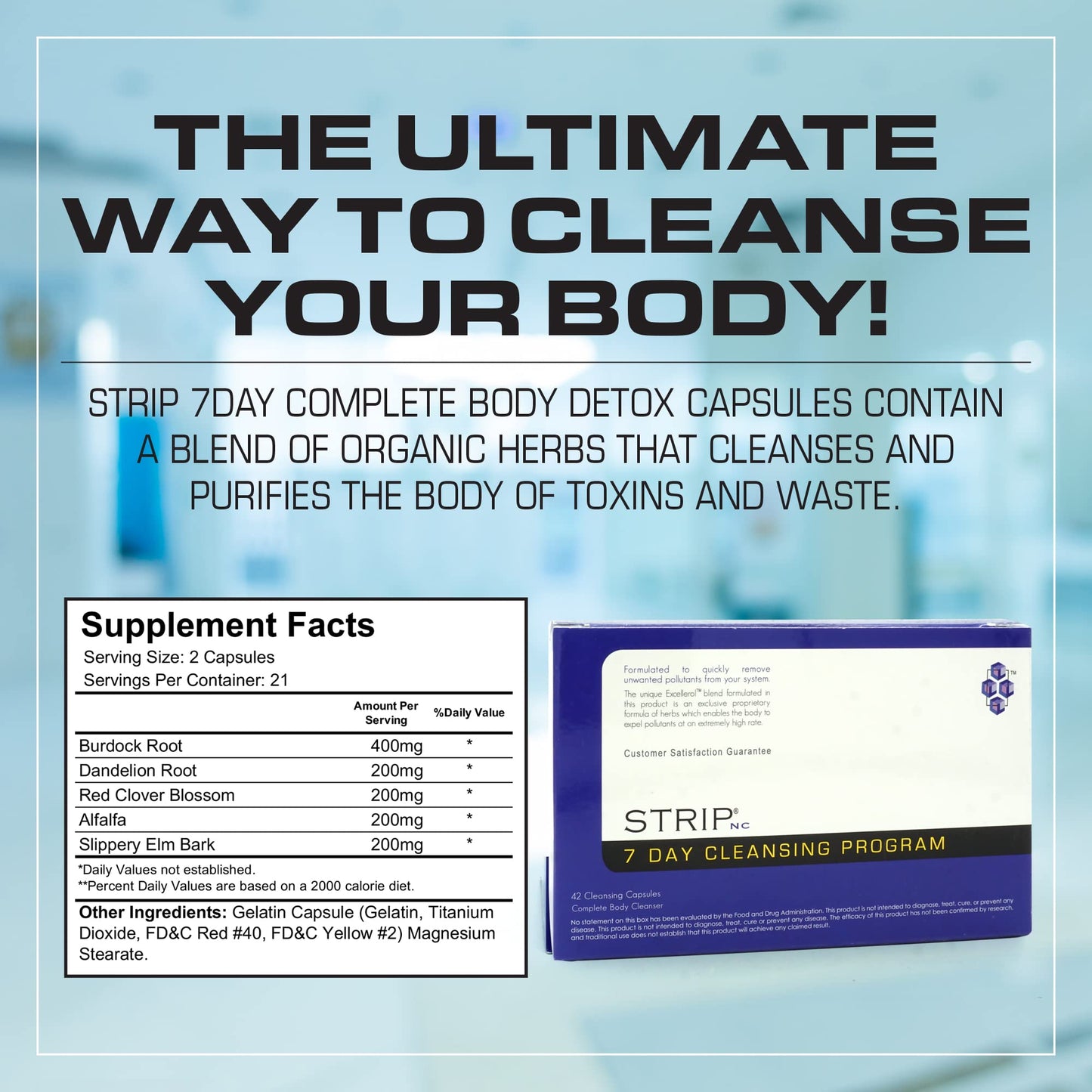 Wellgenix Strip 7 Day Detox - Exclusive Formula of Herbs to Enable The Body to Expel Toxins - 42 Cleansing Capsules (2 Pack)