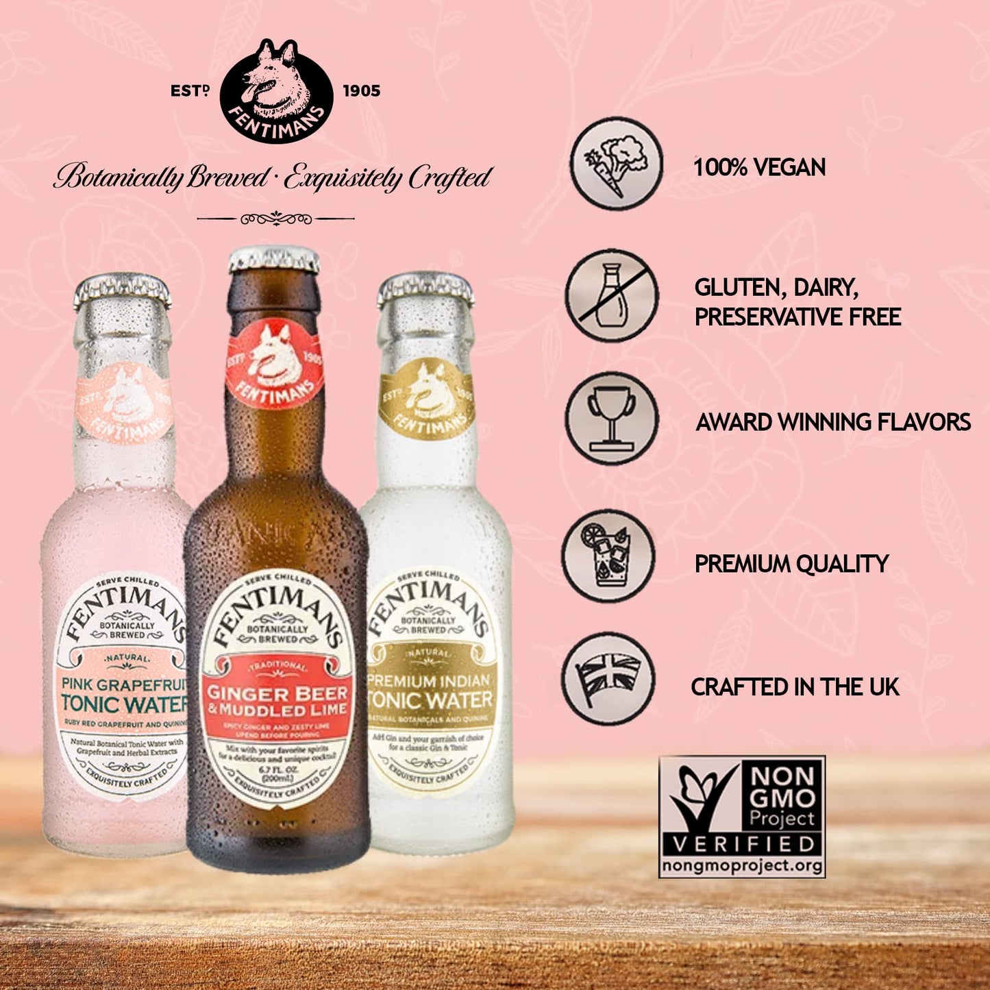 Fentimans Sparkling Pink Grapefruit Tonic Water  Grapefruit Sparkling Water Craft Soda Mixer All Natural Ingredients Botanically Brewed  67 Fl Oz Pack of 12