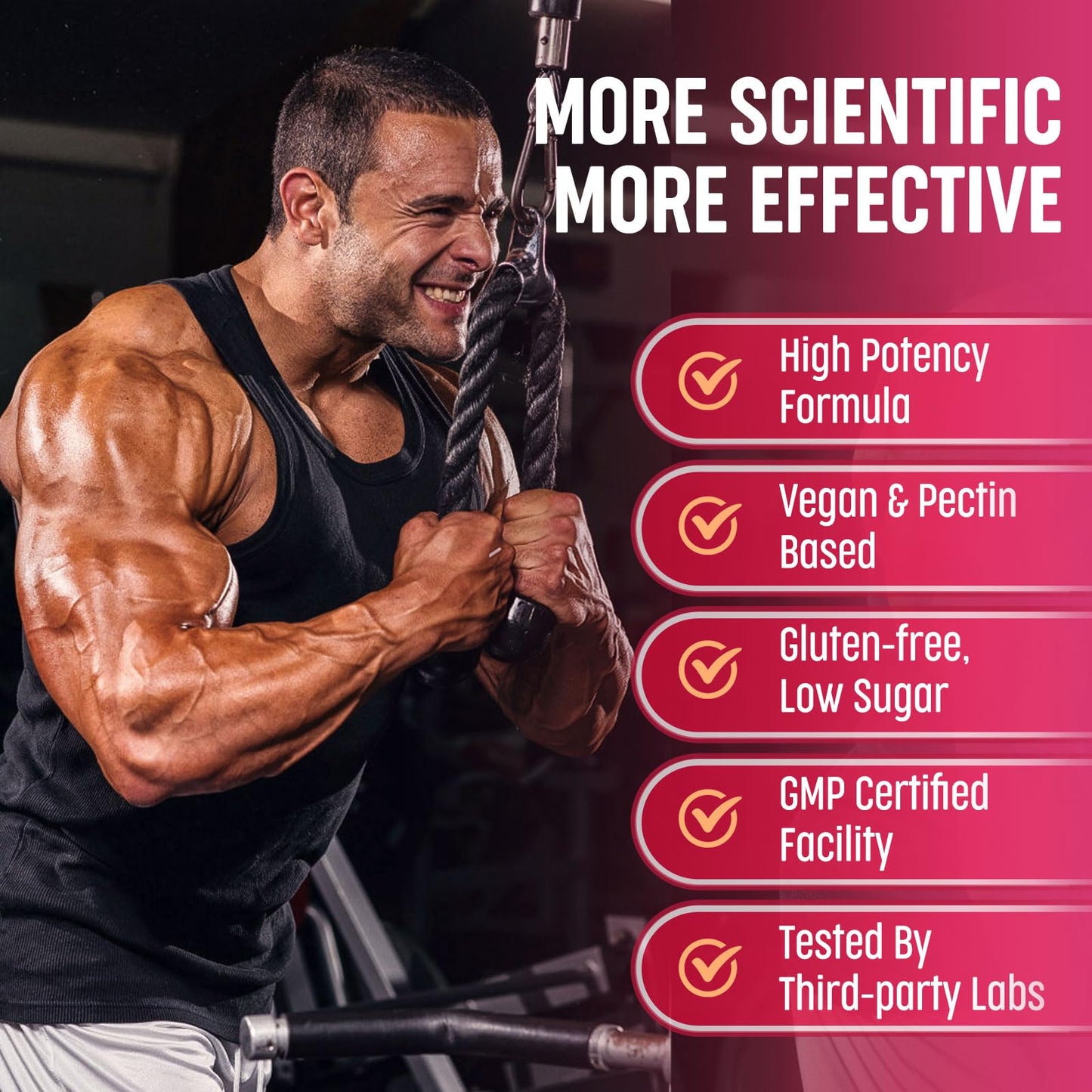 ROMYSE Creatine Bites - 5g Creatine Monohydrate Per Serving - Low Sugar and No Artificial Colors - Low Calorie - Strawberry Flavor - 60 Bites Gummy 30 Days Supply for Men Women