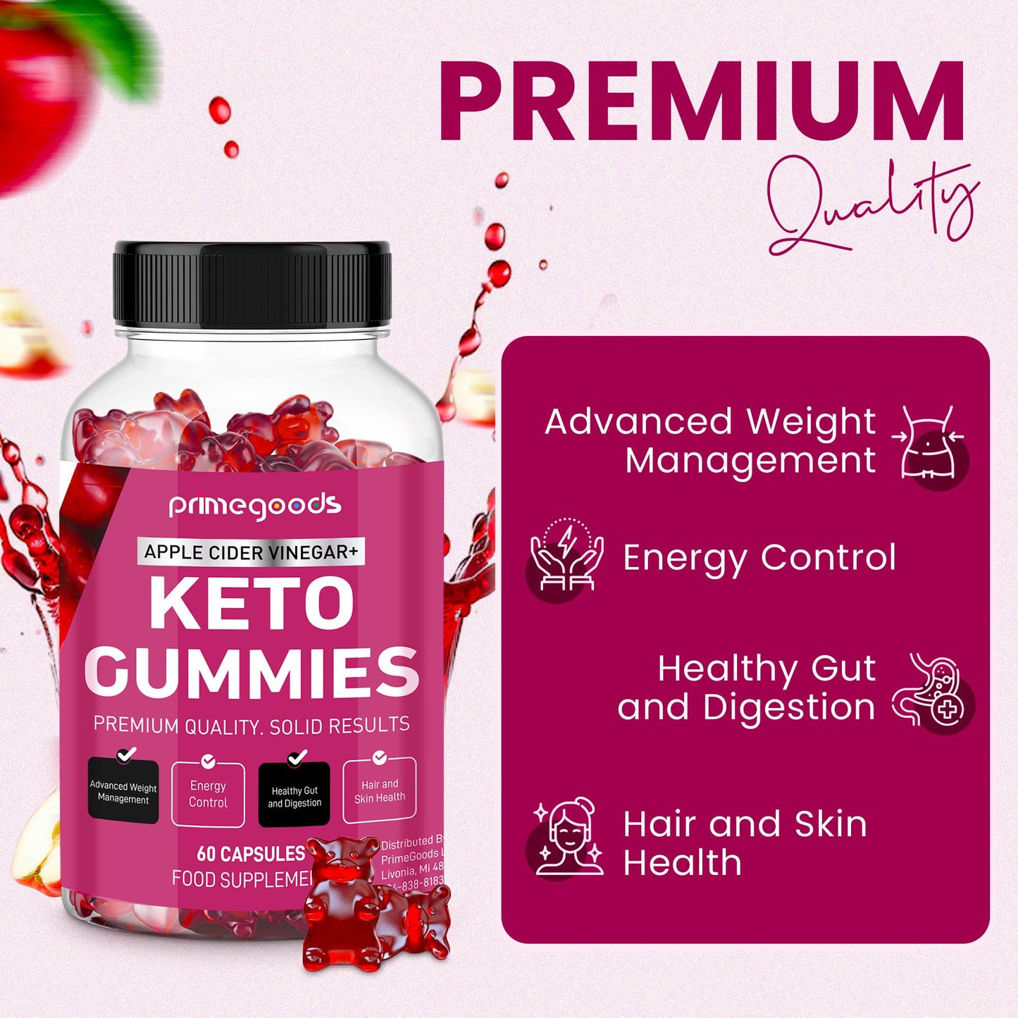 Keto ACV Gummies Advanced Weight Loss Formula-Apple Cider Vinegar gummies-1000mg avc with Vitamins B12 & B6- Weight Loss Gummies for Women and Men-Energy-Digestion-Natural-Pomegranite-Beetroot