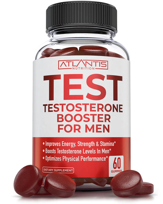 Atlantis Nutrition Testosterone Booster For Men Gummies - Male Enhancement, Boosts Energy, & Optimizes Physical Performance Formulated w/Tribulus, Horny Goat Weed, Saw Palmetto, Maca Root - 60 Gummies