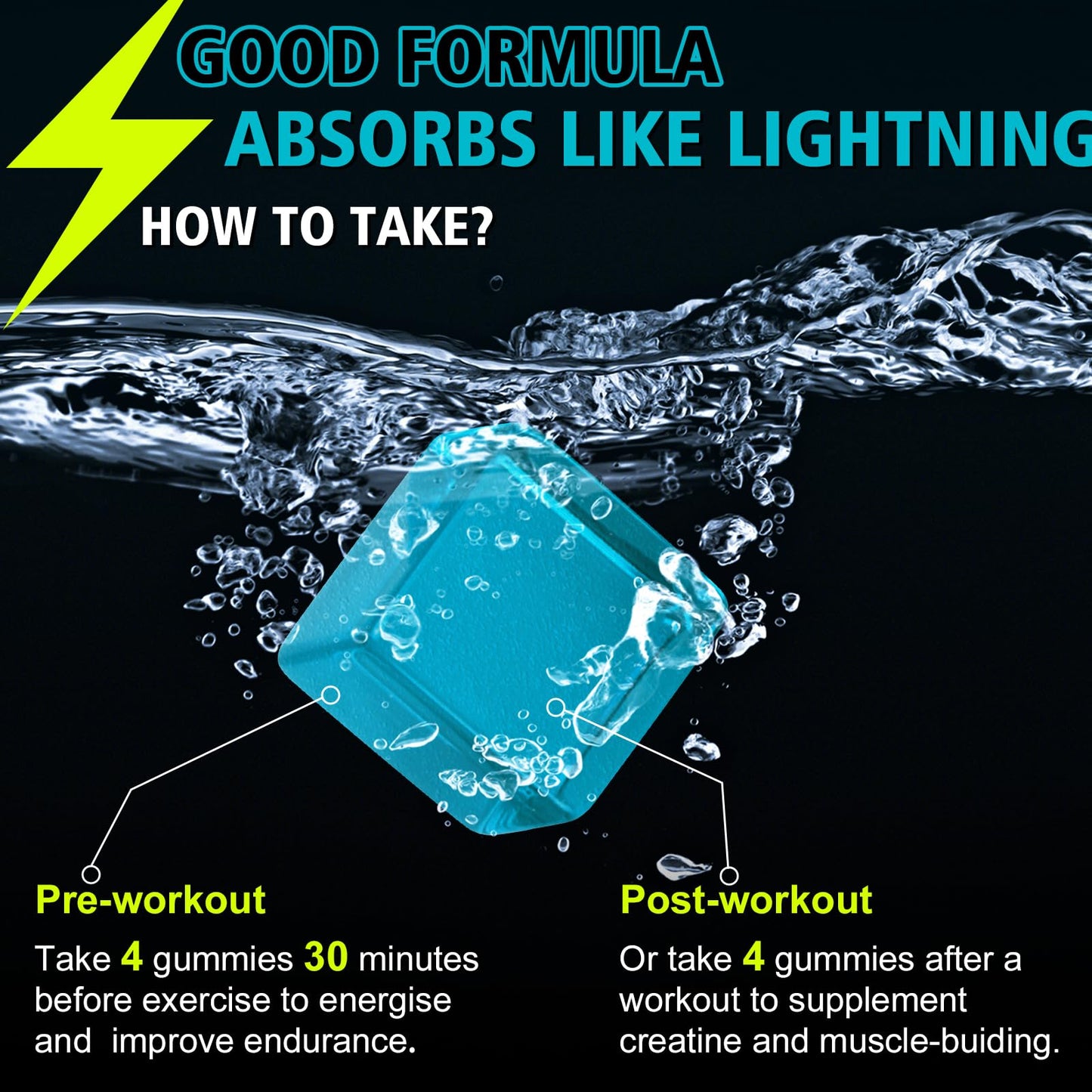 SSGP Creatine Monohydrate Blueberry Gummies - L - Taurine - B12，No Added Sugar - Enhances Energy - Muscular - Vegetarian - Workout Supplement - for Men Women（120 Count）