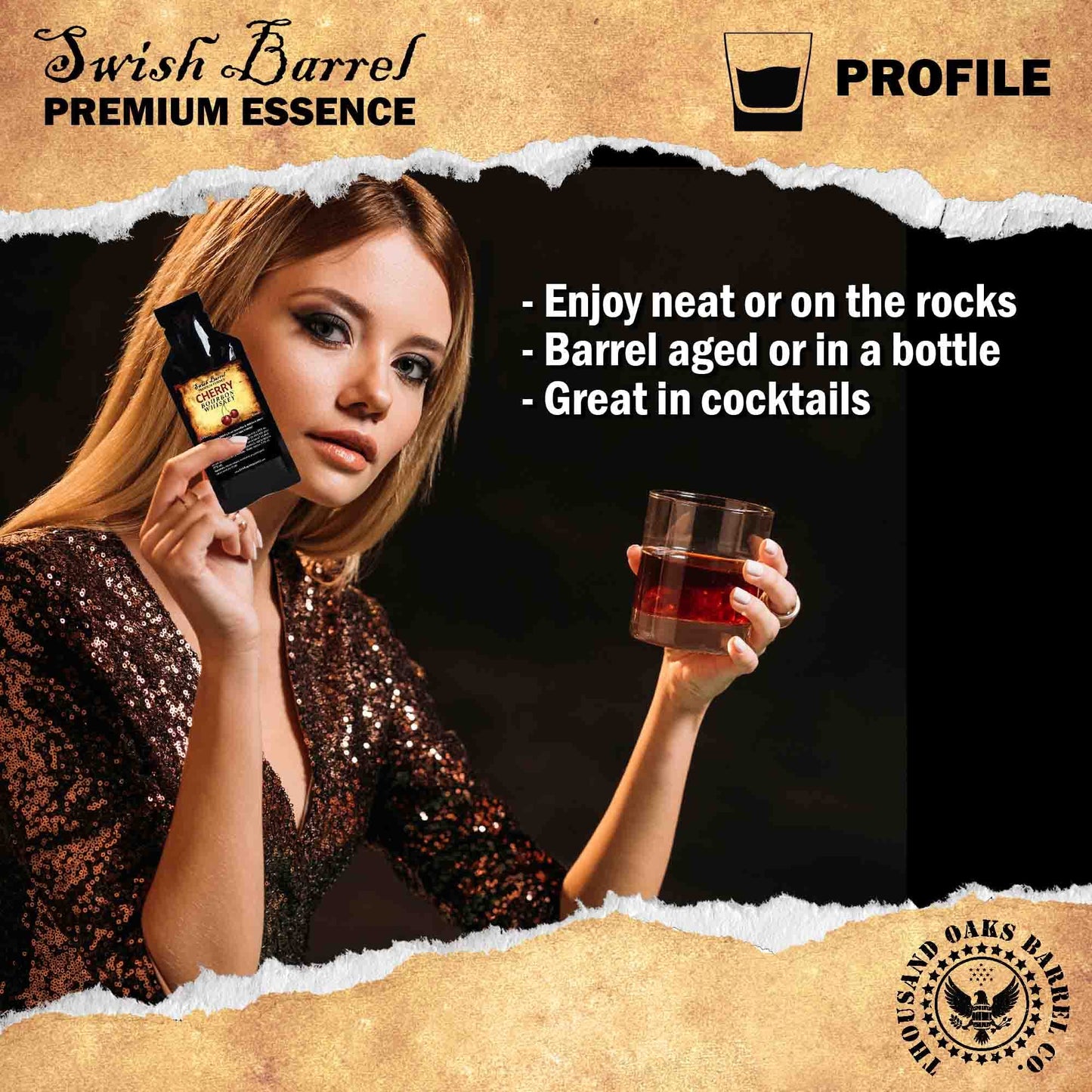 Cherry Bourbon Whiskey Essence  Bootleg Kit Refills  Thousand Oaks Barrel Co  Gourmet Flavors for Cocktails Mixers and Cooking  20ml 65oz Packet