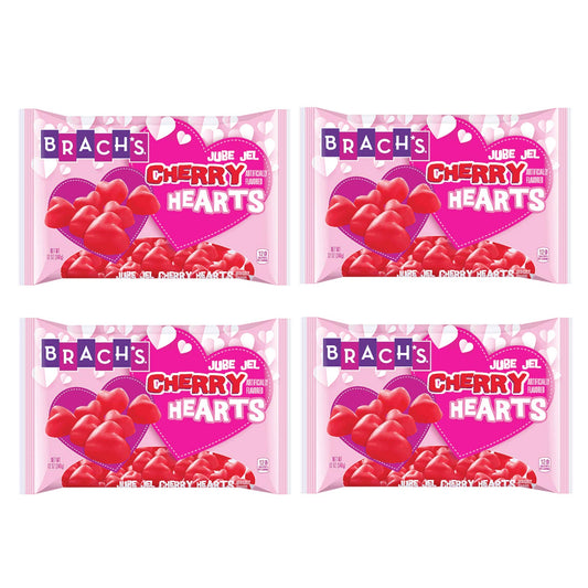 Brachs Cherry Flavored Jube Jel Hearts 4 Bags 12 oz Each 48 oz Total Valentines Day Candy