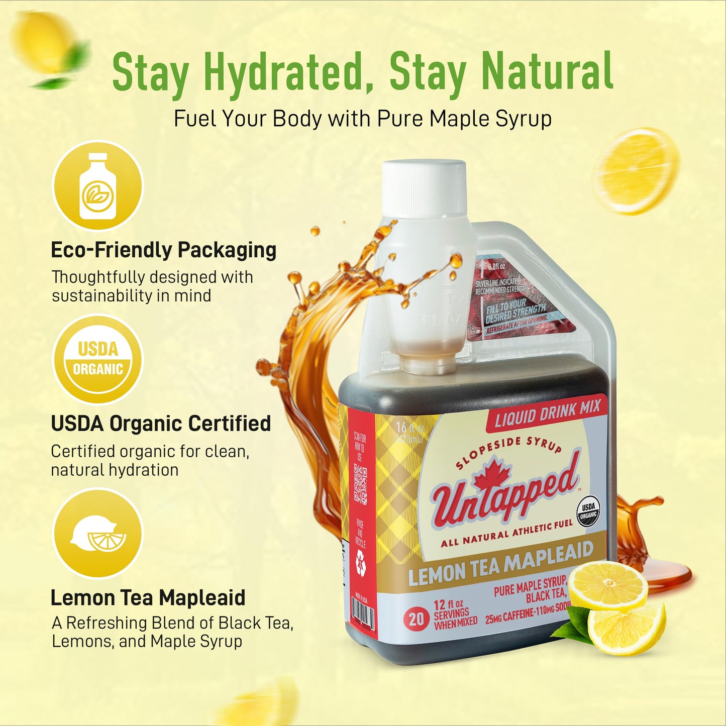 Untapped Liquid Lemon Tea Mapleaid Bulk Bottle - 20 Servings