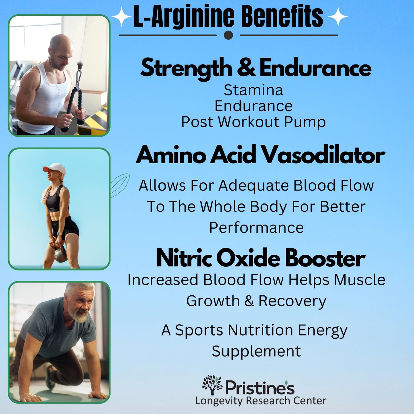 PRISTINE'S L Arginine Supplements for Men & Women - 1000mg Capsules 90 Day Supply Blood Flow & Pre Workout Amino Acid Support