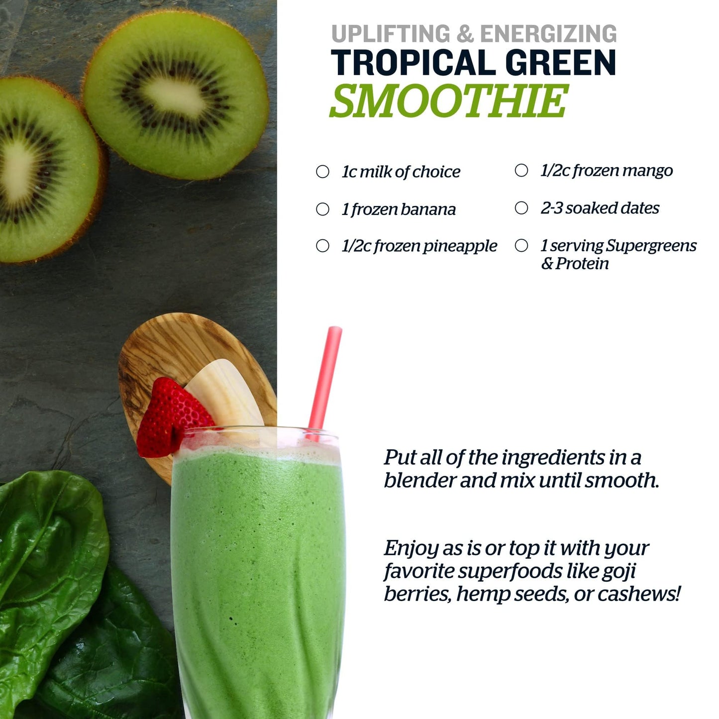 Sunfood Organic Supergreens & Protein - Greens Superfood Powder, Organic Protein Powder, Plant Based Vegan Protein, Super Greens for Gut Health w/Chlorella & Spirulina, 23g Protein Per Serving - 8 oz