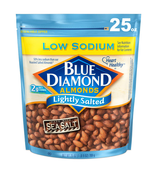 Blue Diamond Almonds Low Sodium Lightly Salted Snack Nuts 25 Oz Resealable Bag Pack of 1