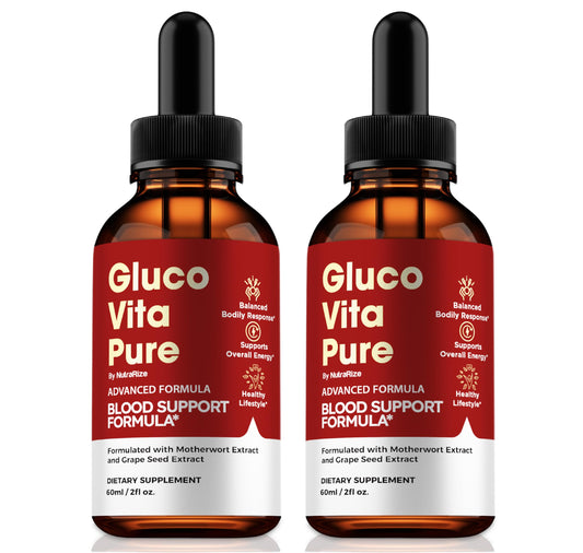(2 Pack) GlucoVita Pure, Official Gluco Vita Pure Drops, All-Natural Extract to Support Healthy Circulation, Stable Levels & Overall Health, Premium GlucoVitaPure Gotas Review (60 Servings)