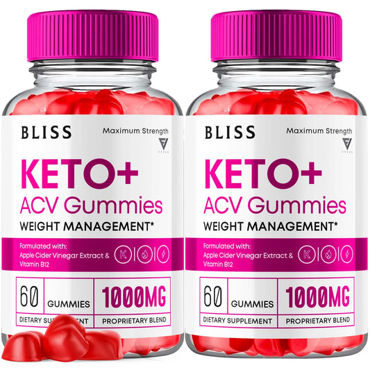 2 Pack Bliss Keto ACV Gummies Advanced Support, Bliss Keto Gummies, Keto Bliss Maximum Strength Keto+ ACV Apple Cider Vinegar Folate Vitamin Supplement, Blissketo 1000MG Beet Root (120 Gummies)