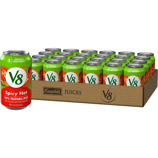 V8 Spicy Hot 100 Vegetable Juice 115 fl oz Can 24 Pack