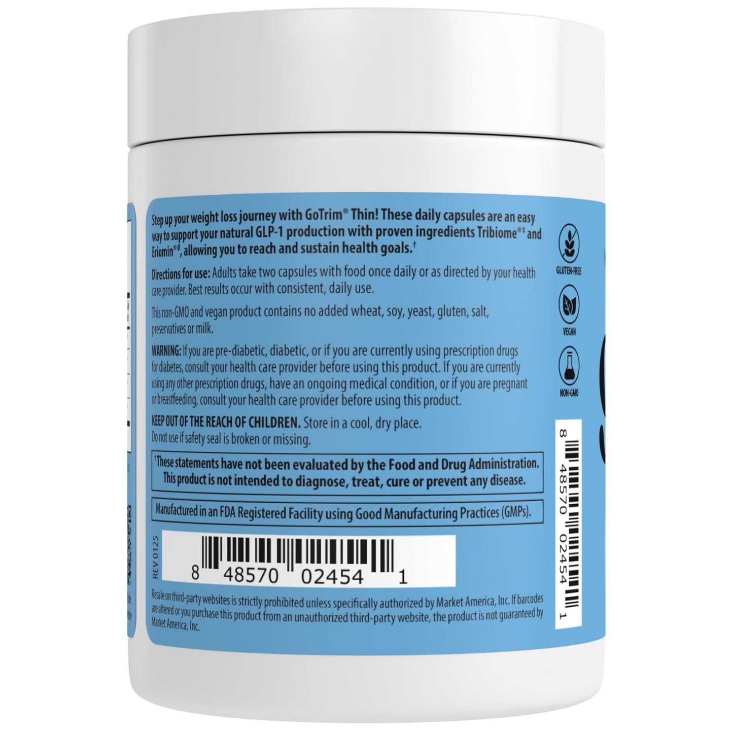 GoTrim® Thin - GLP-1 Support Supplement with Eriomin® Lemon Extract, TriBiome™ & Saffron - Promotes Appetite Control & Metabolic Health - Vegan, Non-GMO - 30 Capsules