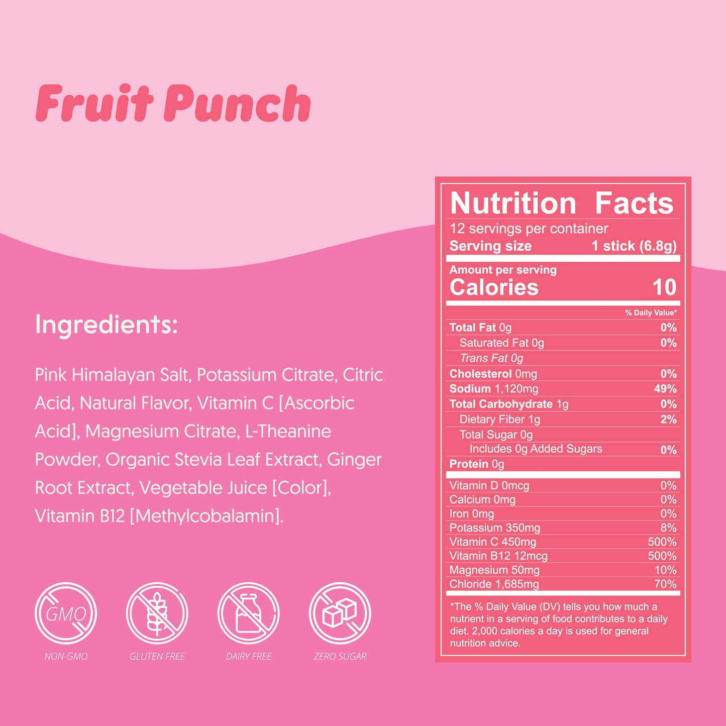Waterboy Weekend Recovery x FOW | 3,200mg Electrolyte Powder Packets | Ginger + L-Theanine + Vitamins | No Sugar, All Natural, Gluten Free | 24 Drink Stick Mixes (Fruit Punch)