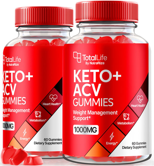 (2 Pack) Total Life Keto ACV Gummies, Total Life Keto Advanced ACV Weight Loss Formula, Natural Apple Cider Vinegar 1000MG, Maximum Strength Keto Support, Keto Vitamin, TotalLife Review (120 Gummies)