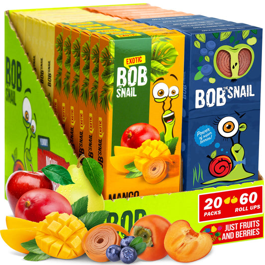 Snacks Variety Pack for Kids Adults  20 Bulk Healthy Fruit Roll Up Individual Packs of 3 for Kids Adults with Natural Apple Mango Blueberry Persimmon GlutenFree Vegan Low Carb Fruit Bar No Sugar