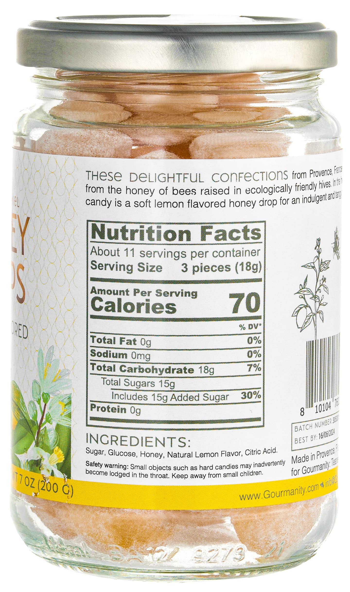 Gourmanity Honey Candy Lemon Drops Surprise Lemon Flavoured Honey Filling Soothing  Sweet Treat Carefully Crafted with Natural Honey Made in Provence France 7oz