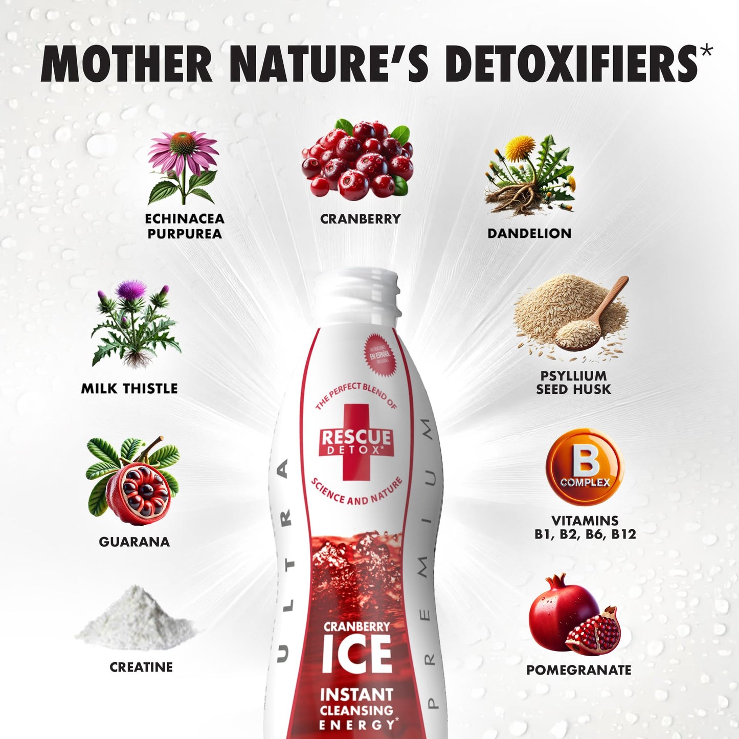 Rescue Detox ICE - Cranberry Flavor - 32oz | Works in 90 Minutes Up to 5 Hours