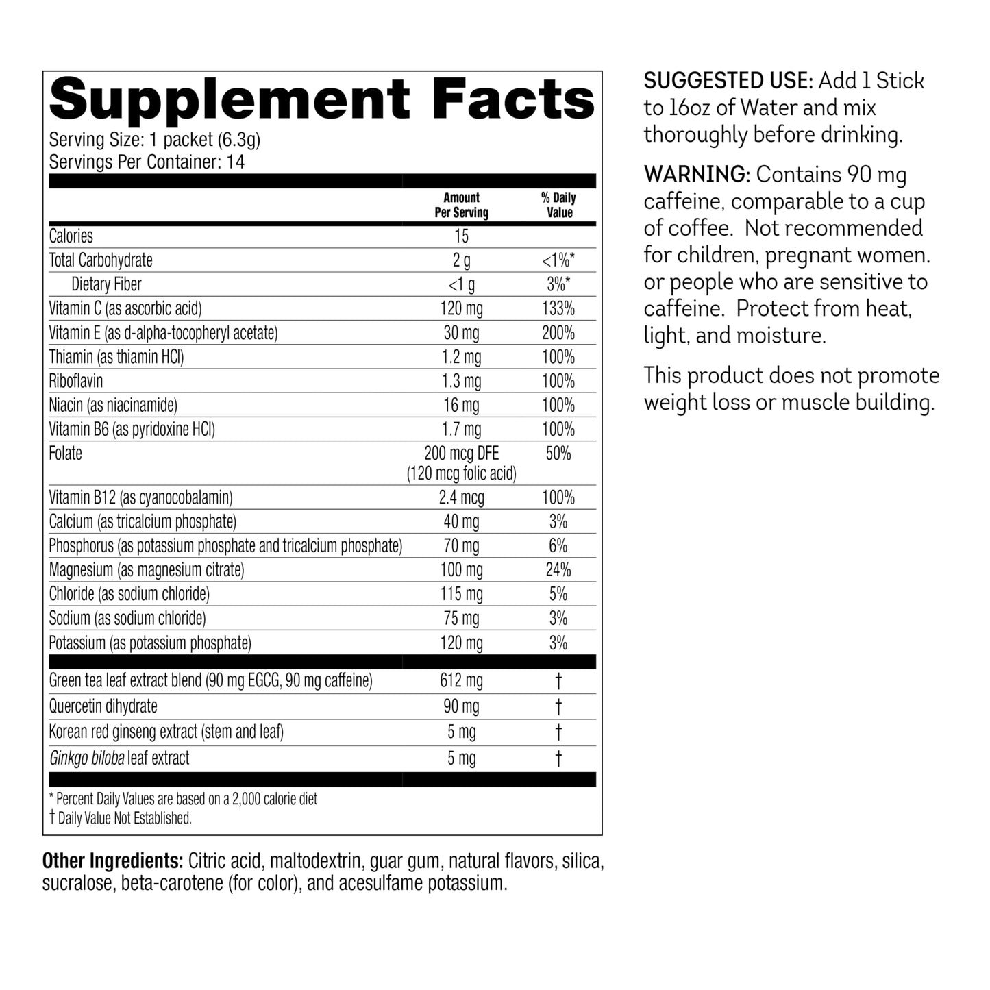 Wonderslim FAST BOOST Energy & Hydration Drink Mix - Lemonade flavored, Sugar Free Electrolytes Powder Packets with Antioxidants, Green Tea Extract, Vitamins B, C & E (14 Stick Packs)