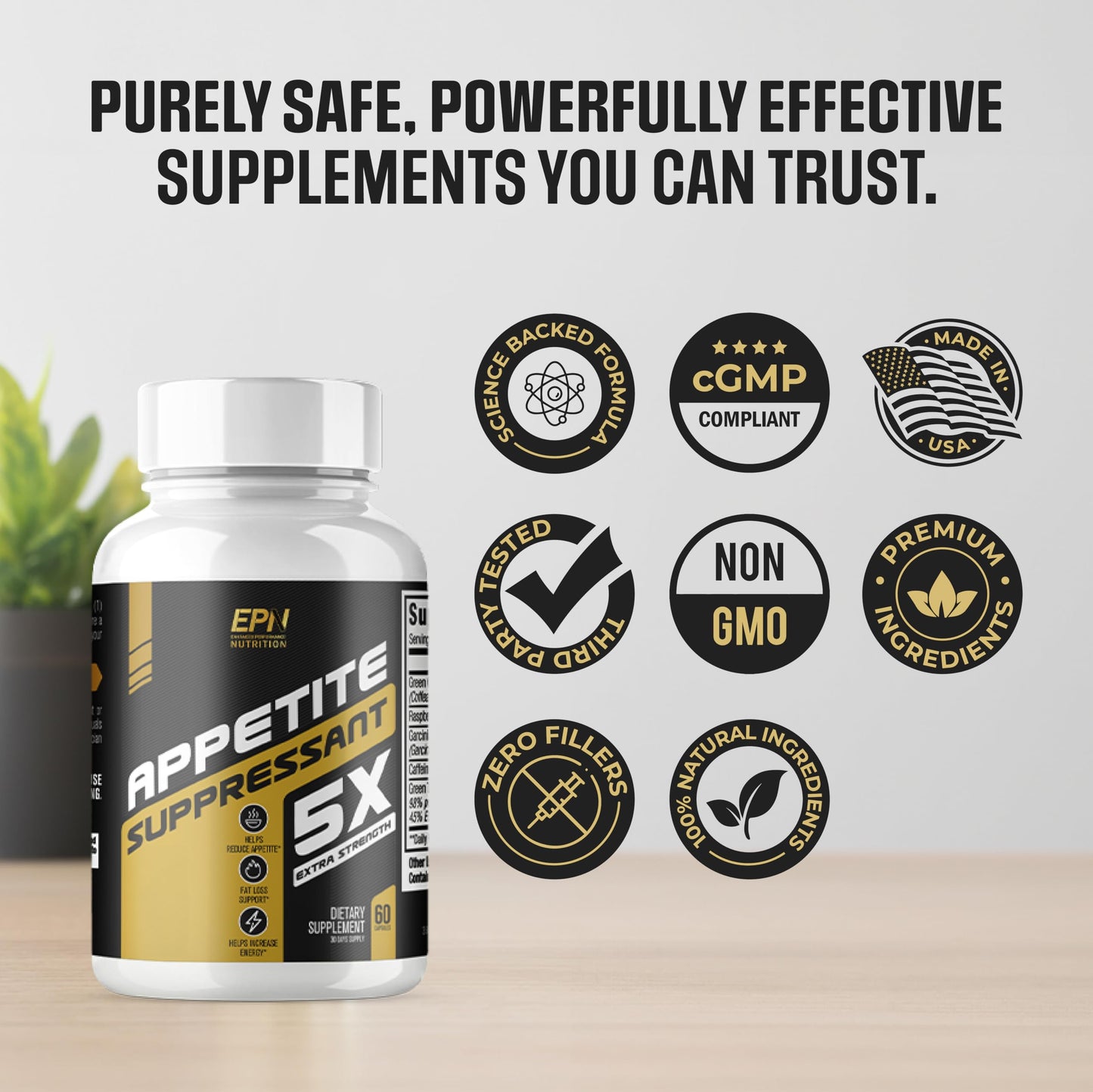EPN Supplements | MAX Dosed Appetite Suppressant for Weight Loss Pills for Women & Men | Fat Burner Supplement, Carb Blocker Metabolism Booster | Best Weight Loss Diet Pills - 60 Servings