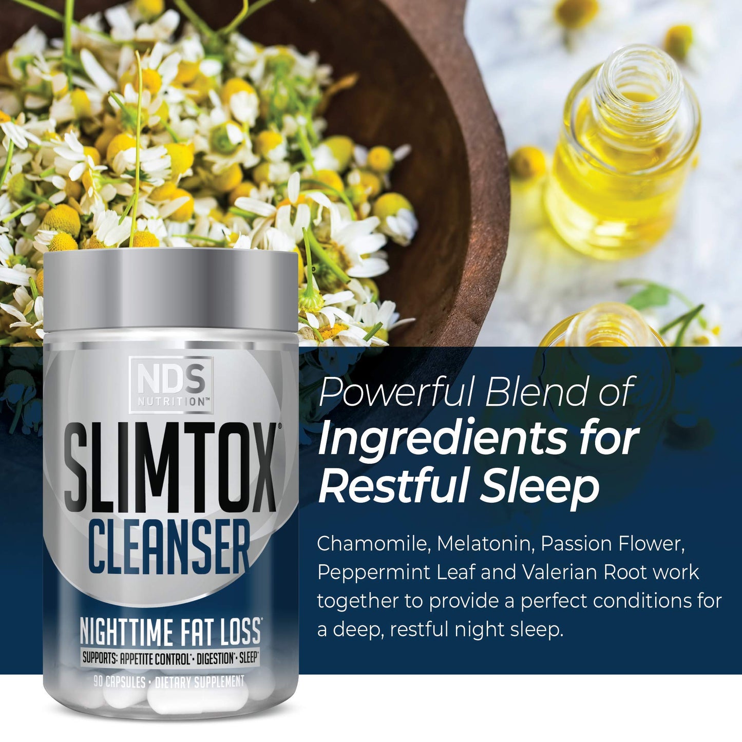 Slim-Tox NDS Nutrition Maximum Fat Loss Support Through Appetite Control, Restful Sleep, Digestive Health - CLA, Chamomile, Safflower Oil - Stimulant Free Dietary Supplement - 90 Capsules …