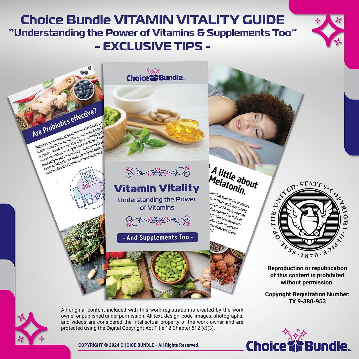 Choice Bundle Spring Valley Apple Cider Vinegar Capsules 450 mg 100 Ct Plus Vitamin Guide and Pill Container (3 Items)!