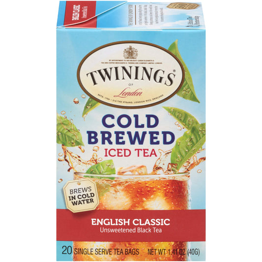 Twinings English Classic Cold Brewed Iced Tea Bags 20 Count Pack of 6