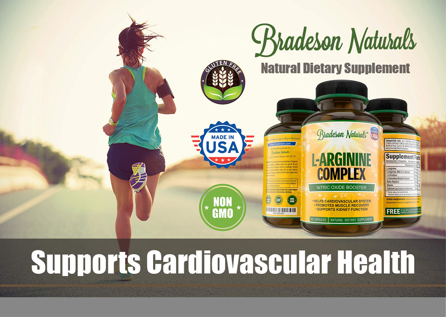 L Arginine - 1340mg Nitric Oxide Booster with L-Citrulline & Essential Amino Acids for Heart and Muscle Gain - Nitric Oxide Boost Supplement for Endurance and Energy - 60 Capsules. Made in USA