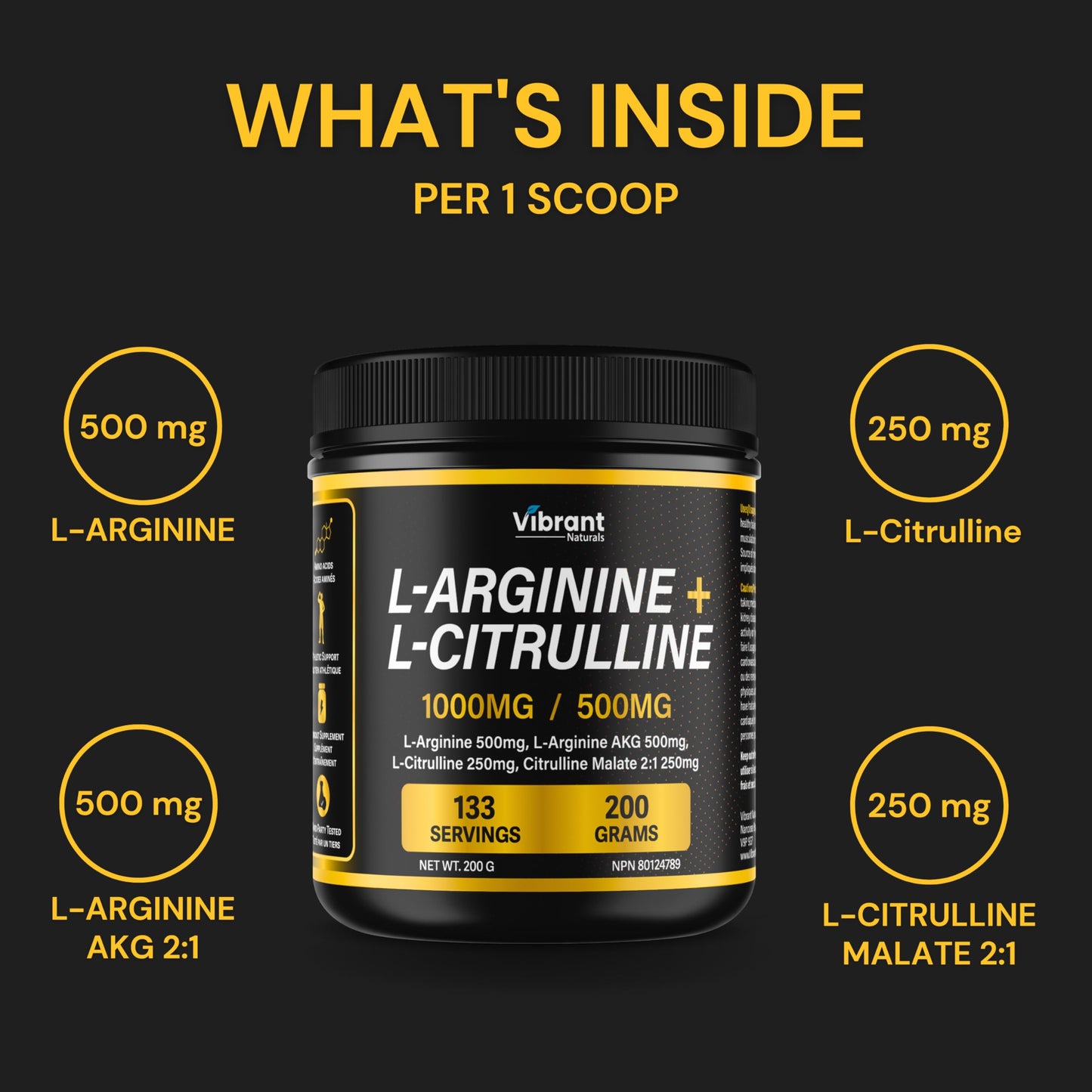 L-Arginine L-Citrulline Complex - Nitric Oxide Supplement For Men & Women, L-Arginine & L-Citrulline 2:1 Powder, Workout & Performance Supplement, Pure, Gluten Free, Non-GMO, 200 grams, 133 Servings
