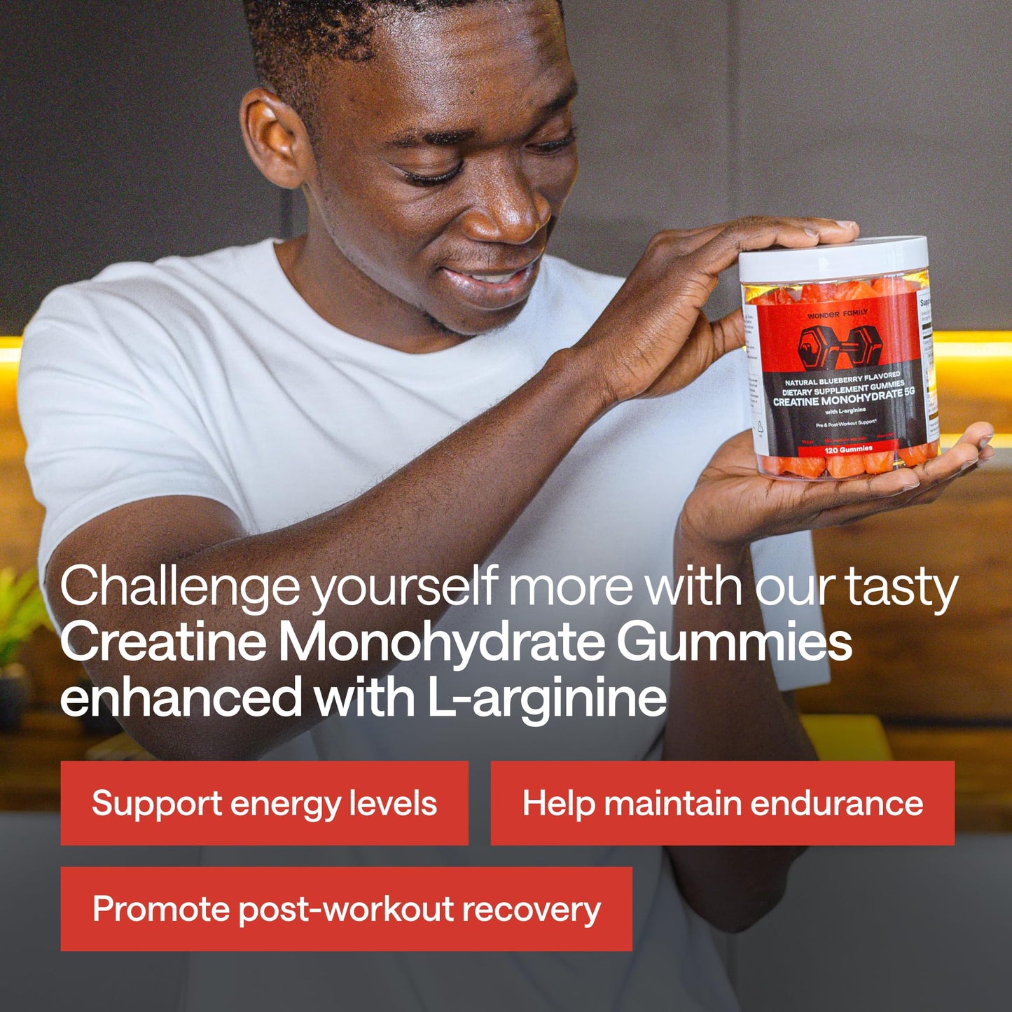 Creatine Gummies 5g with B6 & B12 - Muscle Growth & Recovery Support - Chewable Creatine Monohydrate for Men & Women - 120 Tasty Gummy Supplements