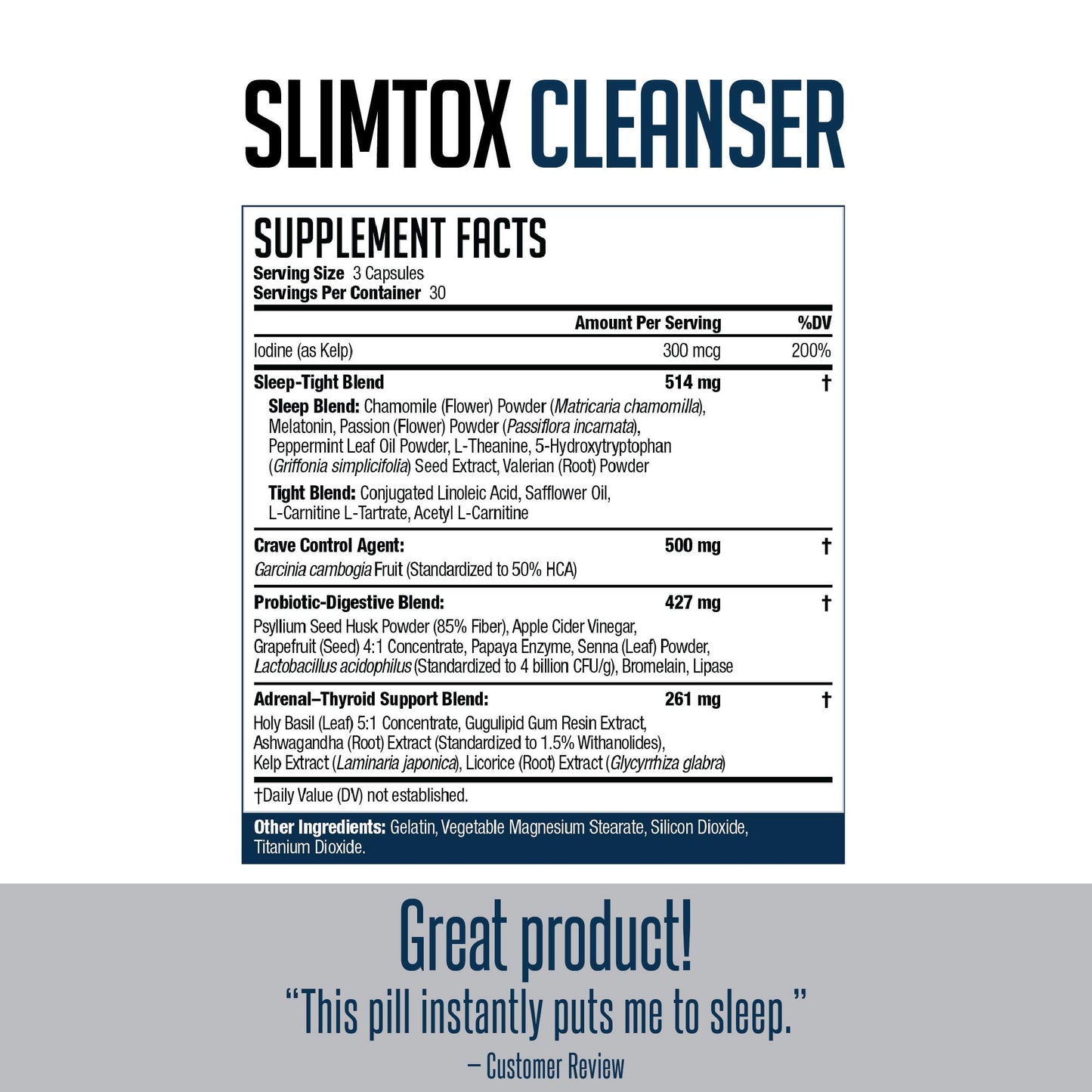 Slim-Tox NDS Nutrition Maximum Fat Loss Support Through Appetite Control, Restful Sleep, Digestive Health - CLA, Chamomile, Safflower Oil - Stimulant Free Dietary Supplement - 90 Capsules …