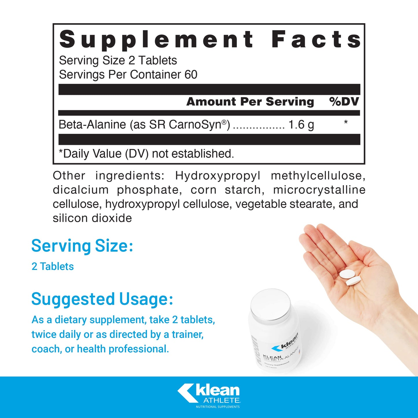 Klean ATHLETE Klean SR Beta-Alanine (Sustained Release) | Delays Fatigue, Supports Muscle Endurance | 120 Tablets