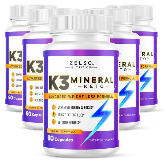 (5 Pack) K3 Mineral Weight Loss Pills for Women and Men, K3 Mineral Pills - K3 Salt Mineral, Vitamin + K3 Capsules Supplement for Keto Weight Loss - 5 Months Supply