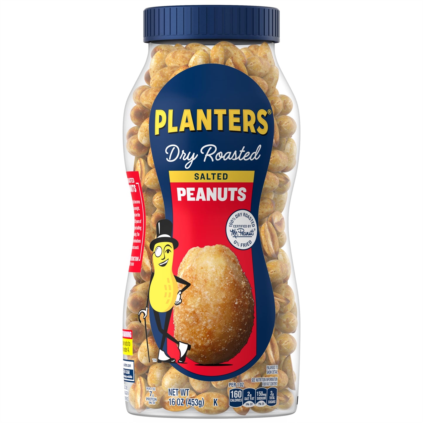 PLANTERS Salted Dry Roasted Peanuts Party Snacks Plant Based Protein 16oz 1 Jar