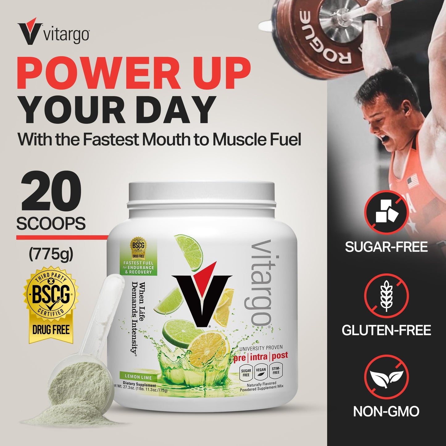 Vitargo Carbohydrate Powder | Feed Muscle Glycogen 2X Faster | 1 LB Lemon & Lime Pre Workout & Post Workout Recovery Powder| Carb Supplement for Recovery, Endurance, Gain Muscle Mass