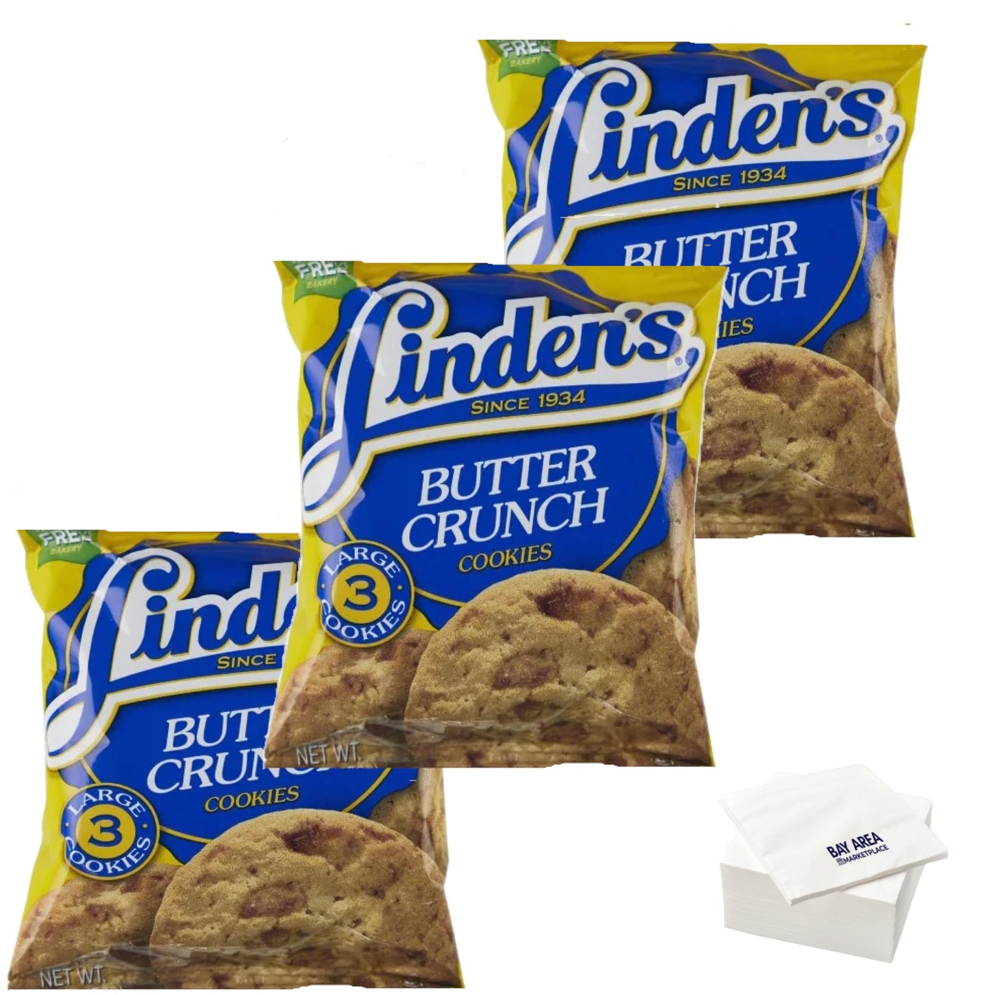 Lindens Butter Crunch Cookies 3 Large Cookies Pack of 8