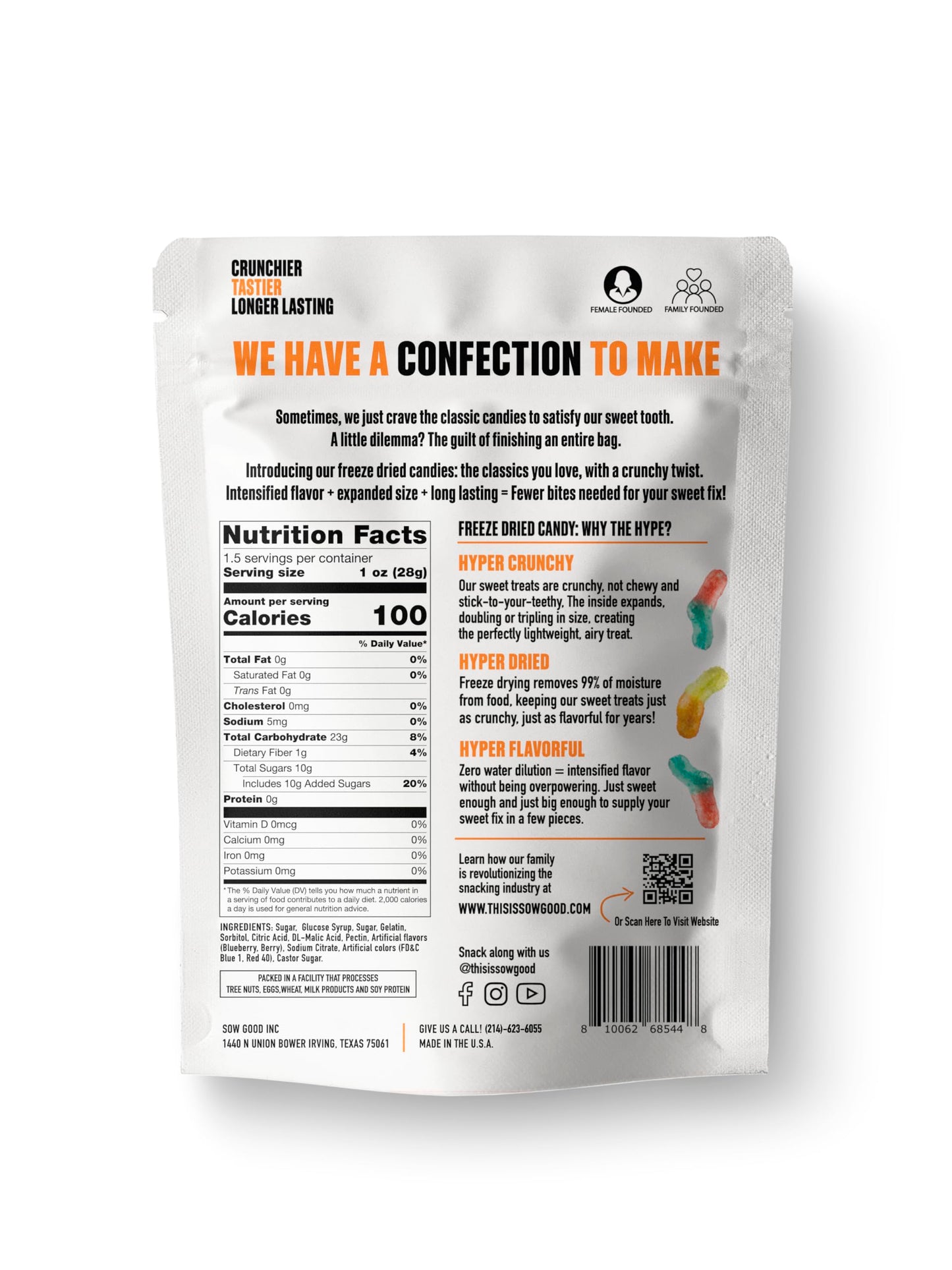 Sow Good Freeze Dried Candy Sweet Worms 2 Pack Perfect for Snacking  Kids Parties