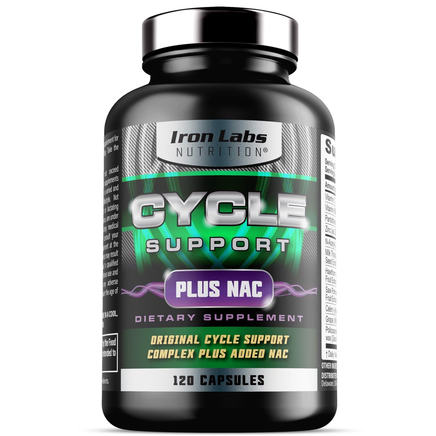 Iron Labs Nutrition: Cycle Support Plus NAC (N-Acetyl-L-Cysteine) - Kidney and Liver Support Supplement - On Cycle Support Supplements for Men - N Acetyl L Cysteine and Milk Thistle (120 Capsules)