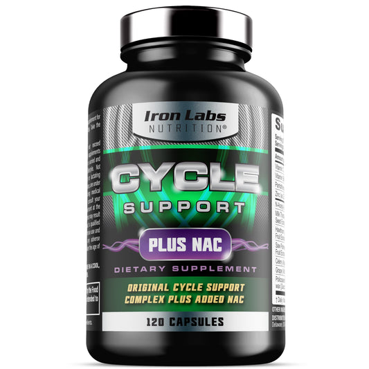 Iron Labs Nutrition: Cycle Support Plus NAC (N-Acetyl-L-Cysteine) - Kidney and Liver Support Supplement - On Cycle Support Supplements for Men - N Acetyl L Cysteine and Milk Thistle (120 Capsules)