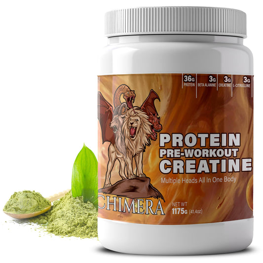 CHIMERA All-in-One Protein & Pre-Workout Powder - 36g Protein, 3g Creatine, Non-GMO, Sugar-Free, Low Sodium, Natural Caffeine from Matcha, No Artificial Flavors