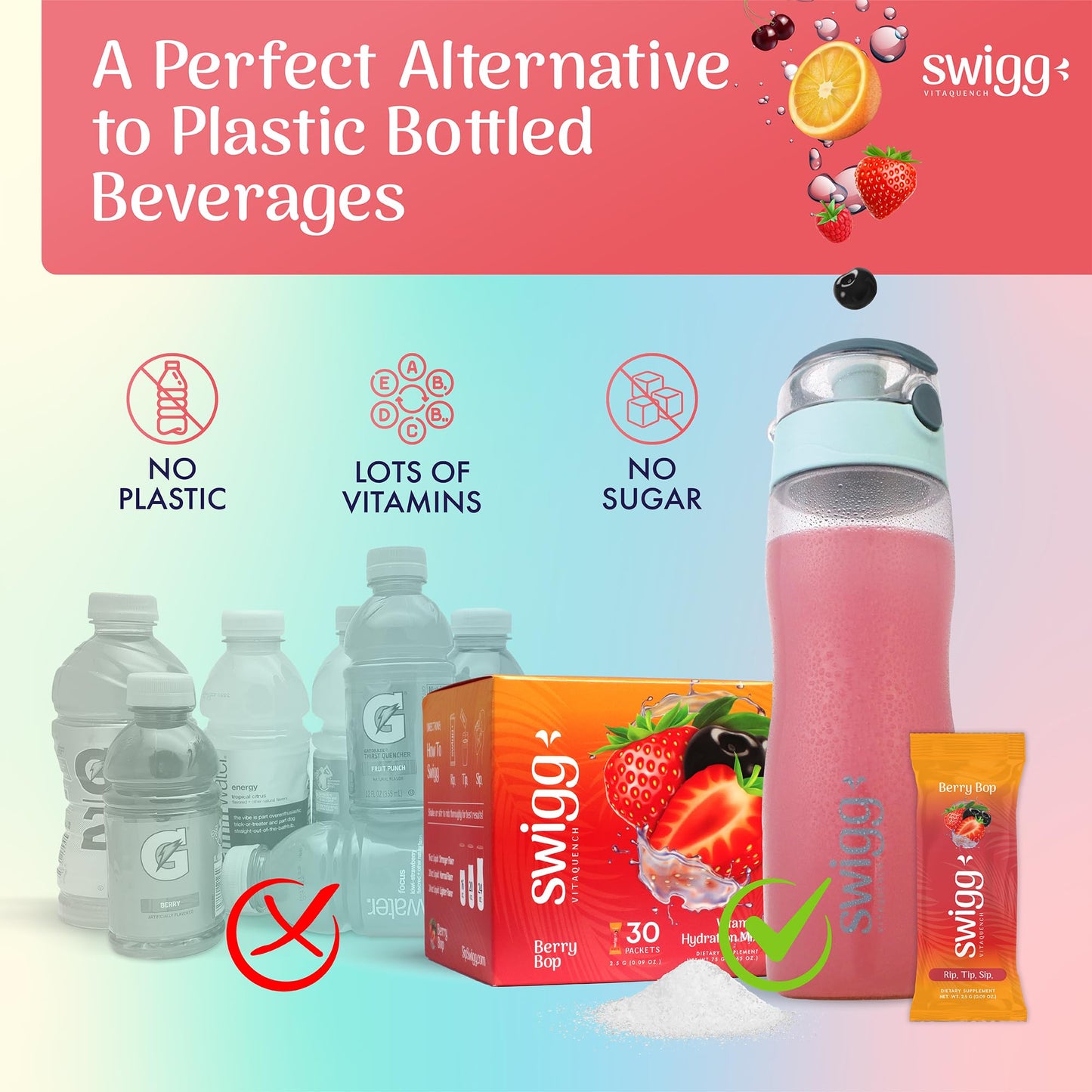 Electrolytes Powder Packets Daily Multi Vitamin Water Hydration Packet Powder No Sugar 2500 mcg B12, C + D + B6, Folate, Iron Zinc + More