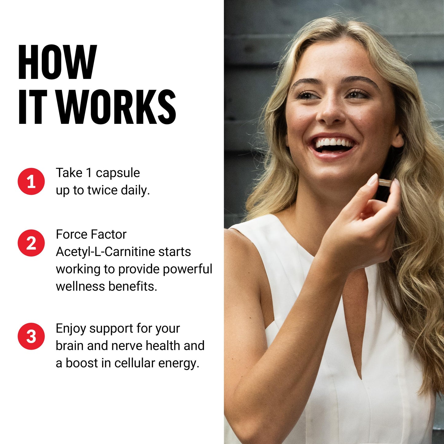 Force Factor Acetyl L-Carnitine Brain Supplement, Nerve Support Supplement, and Cellular Energy Booster, Acetyl L-Carnitine 500mg, Premium Quality, Vegan, Non-GMO, 100 Vegetable Capsules
