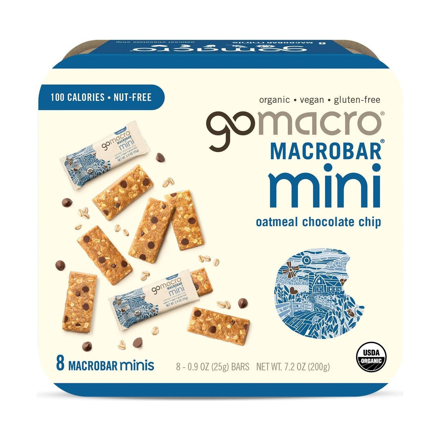 GOMACRO Organic Oatmeal Choc Chip Macrobar Minis 8 Count 72 OZ