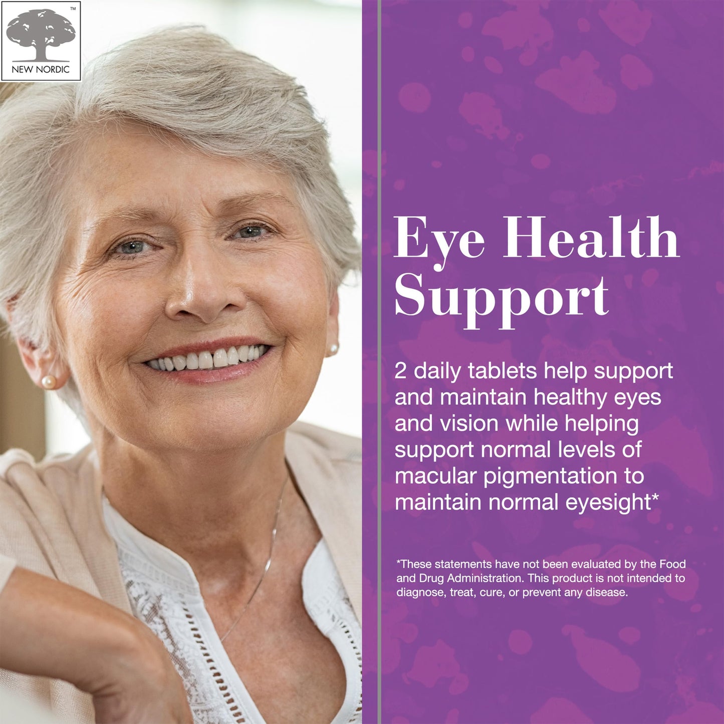 NEW NORDIC Blue Berry Eye Vitamin Lutein Supplement with Zinc, Supports Macular Pigmentation, Eye & Vision Function, 60 Tablets (Pack of 1)