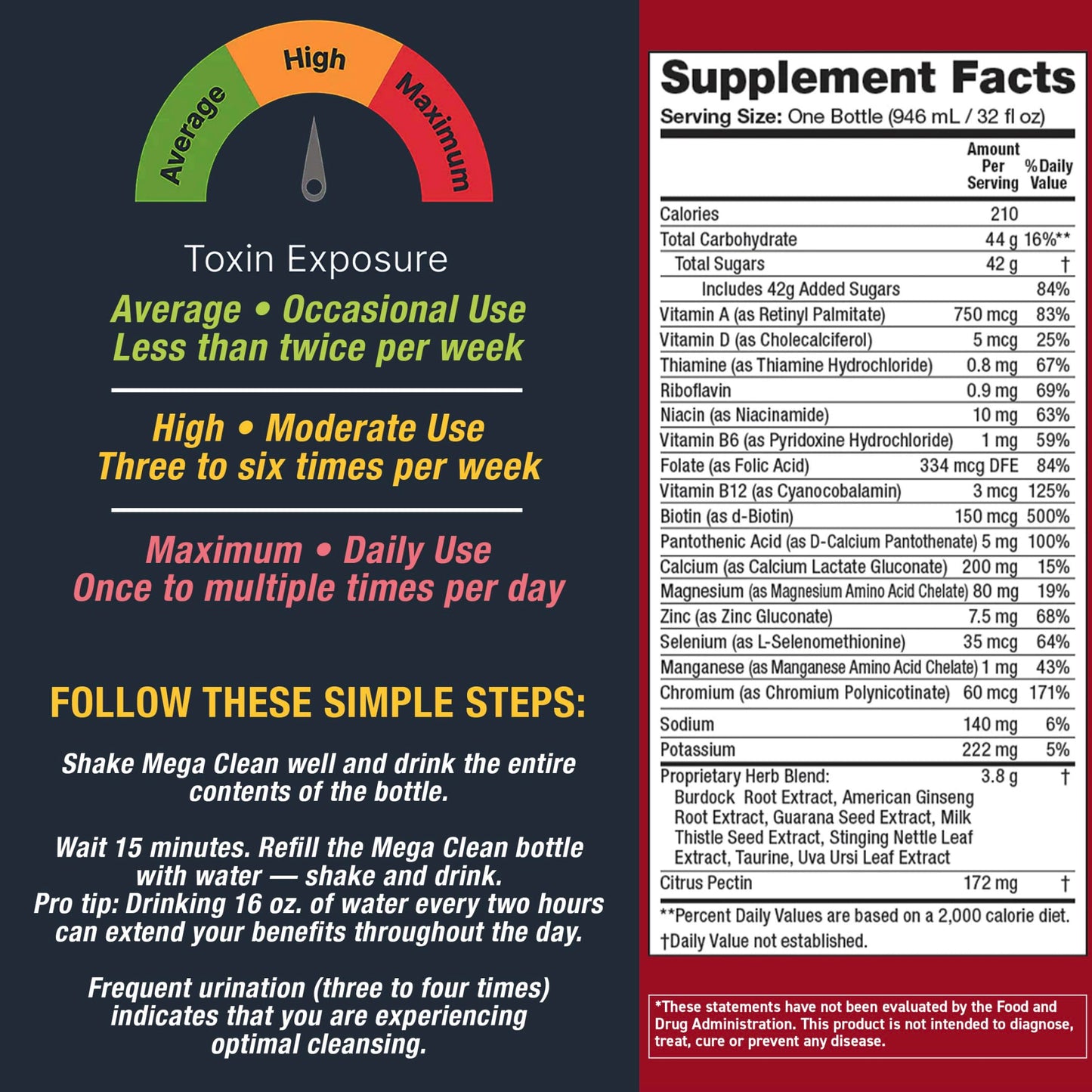 Detoxify - Mega Clean Herbal Detox Cleanse Drink - Full body cleanse detox for women and men - Same day results - Plus sticker