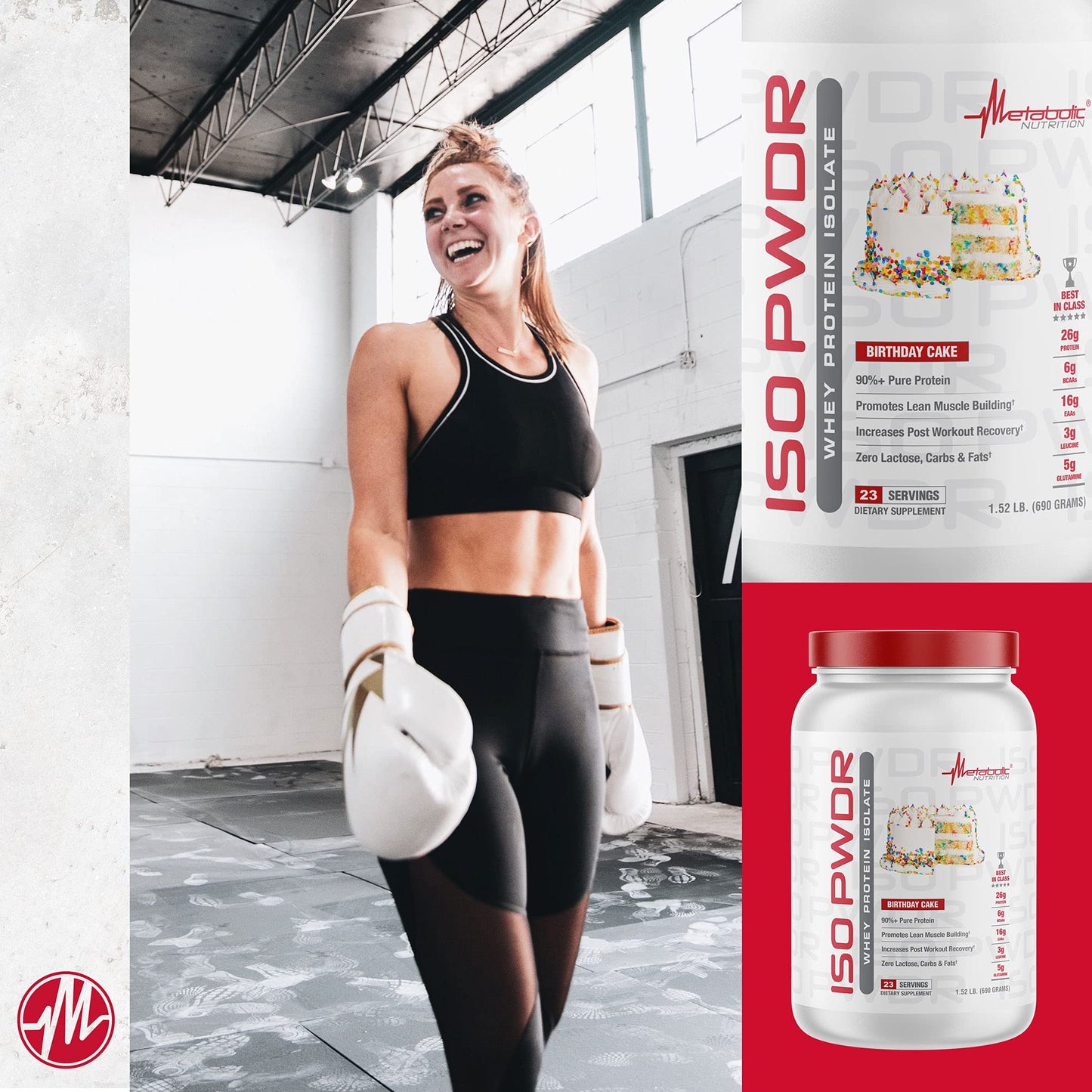 Metabolic Nutrition Whey Protein Isolate ISO PWDR Birthday Cake, 1.54lb, 23 Servings, 26g Protein, Fast Digesting, Zero Carbs, Delicious Flavor, Zero Very Low Carbs & Fat, Zero Lactose