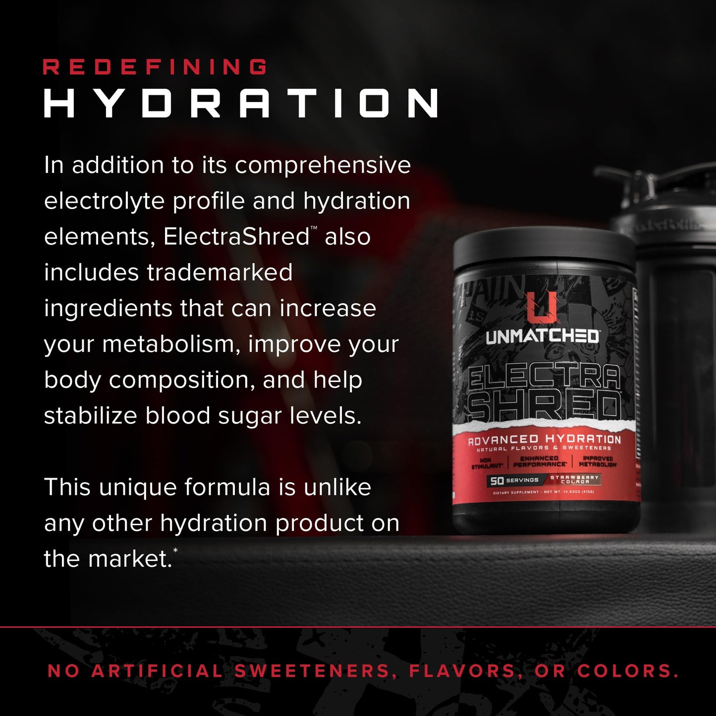 Unmatched Electrashred Advanced Hydration Formula | Non Stim Electrolyte Powder | Enhanced Performance | Natural Flavors & Sweeteners | 50 Servings (Strawberry Colada)
