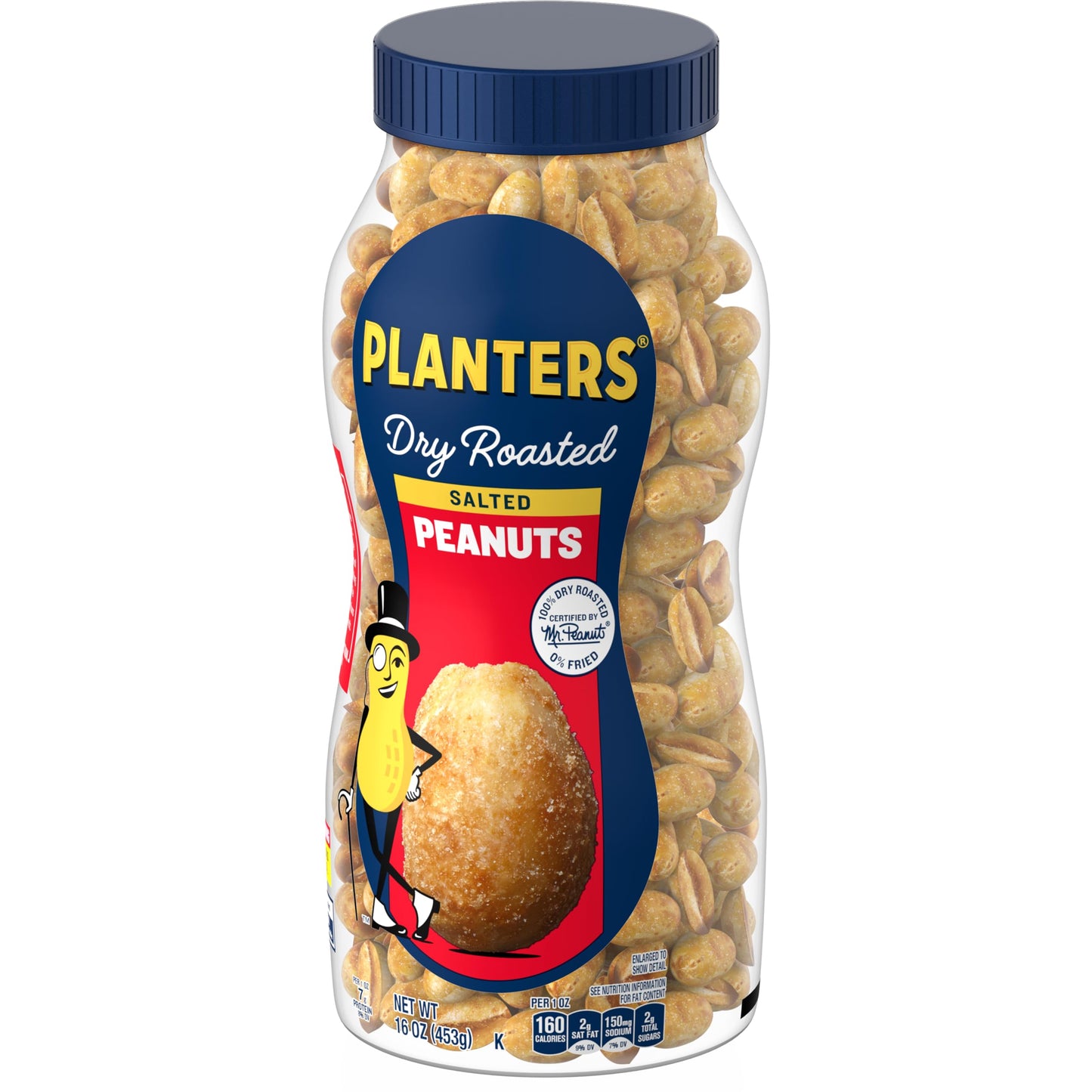 PLANTERS Salted Dry Roasted Peanuts Party Snacks Plant Based Protein 16oz 1 Jar