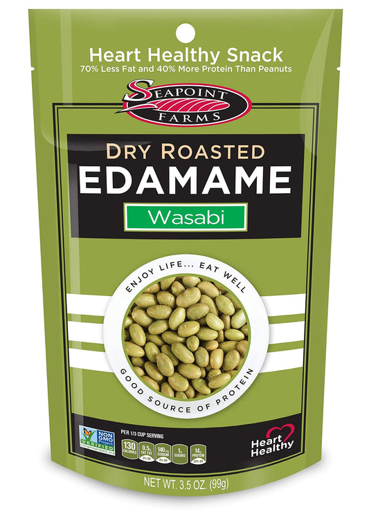 Seapoint Farms Wasabi Dry Roasted Edamame Healthy GlutenFree Snacks 12Pack 35 Ounce Pack of 12